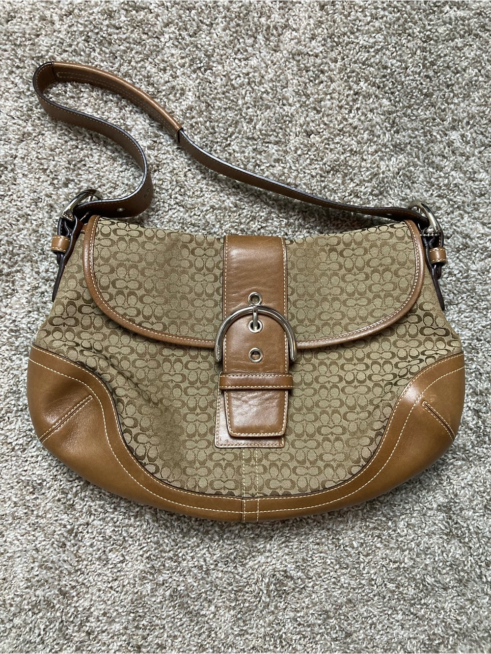Vintage Coach Signature Soho Satchel Shoulder Bag Y2K Canvas Leather 6808